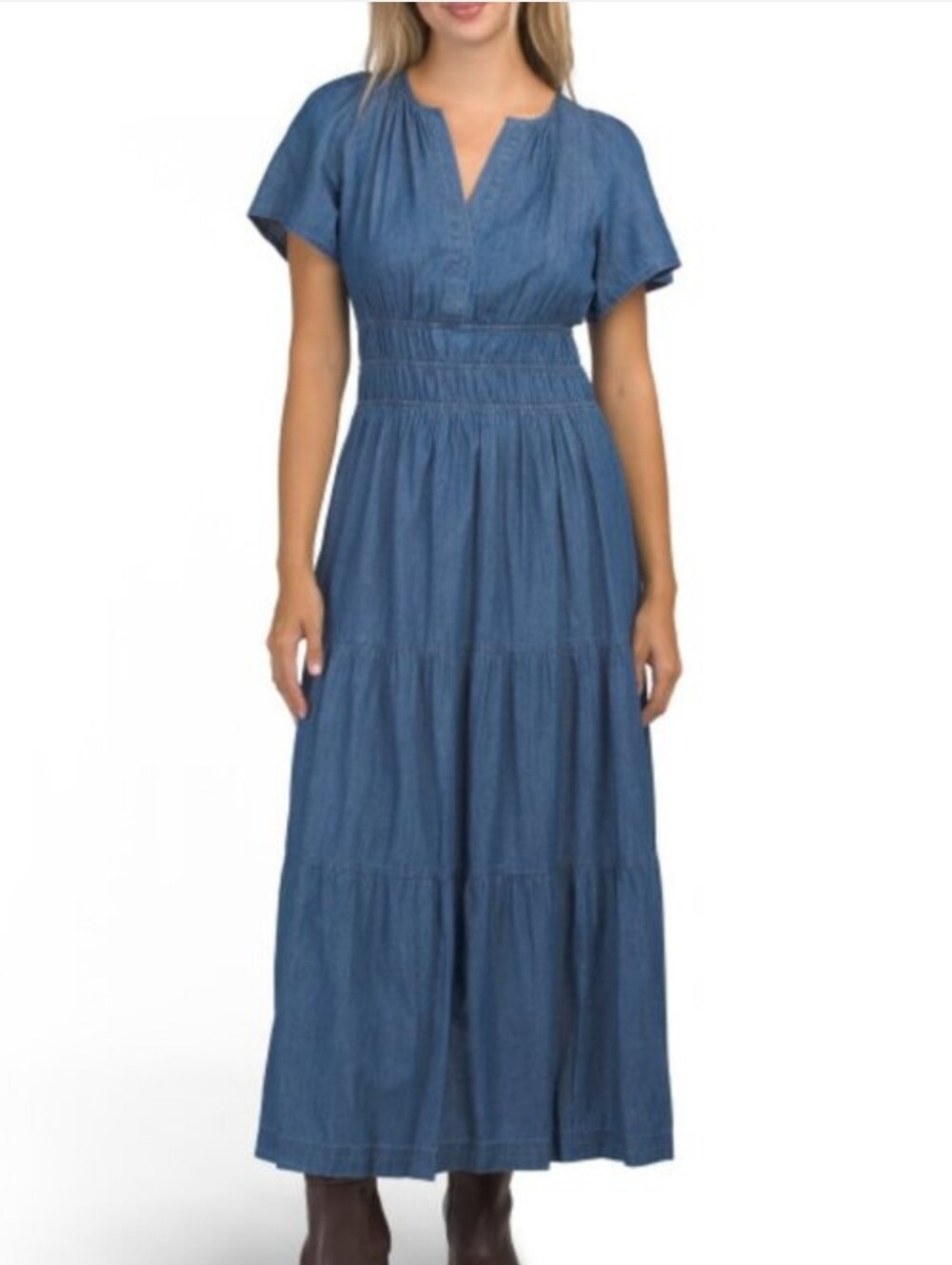 Tommy Hilfiger Women's Chambray Maxi Dress in Light Blue Fits M